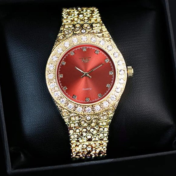 44mm Gold Iced Out Watch w/ Lab Diamonds